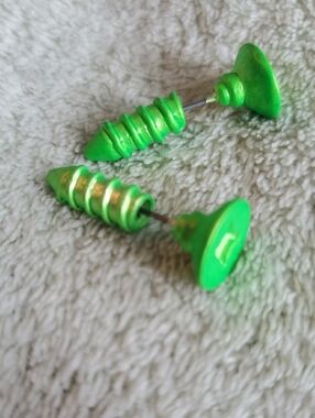 Bright Lime Green Screw-Style Stud Earrings